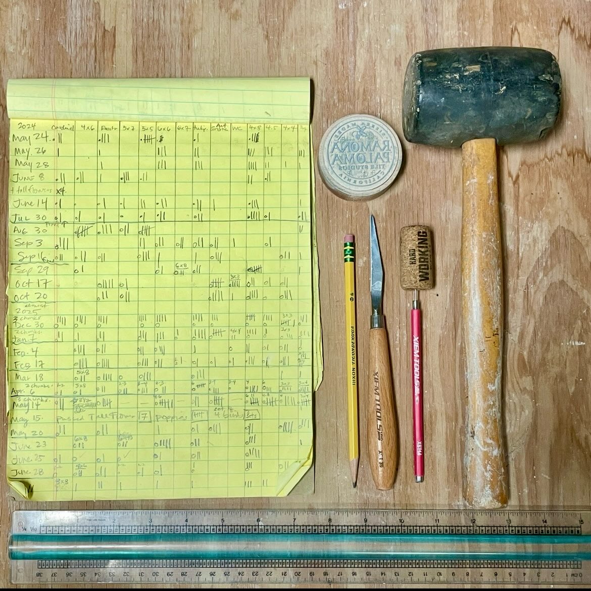 Making fresh clay tile today!  Grateful for opportunities the new year will bring!  #ramonapalomatile #xiemtoolsusa #handmadetiles