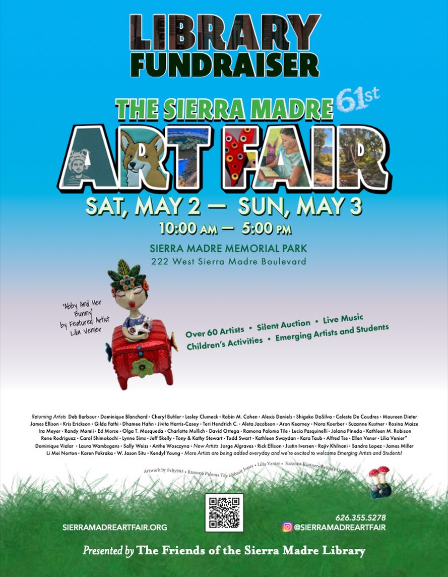 May 2 & 3 in Sierra Madre! 10a-5p. 😁 I spy with my little eye, something in the letter ‘R’ on this promo…Side-eyed Corgi from #ramonapalomatile 
See you there!! xo