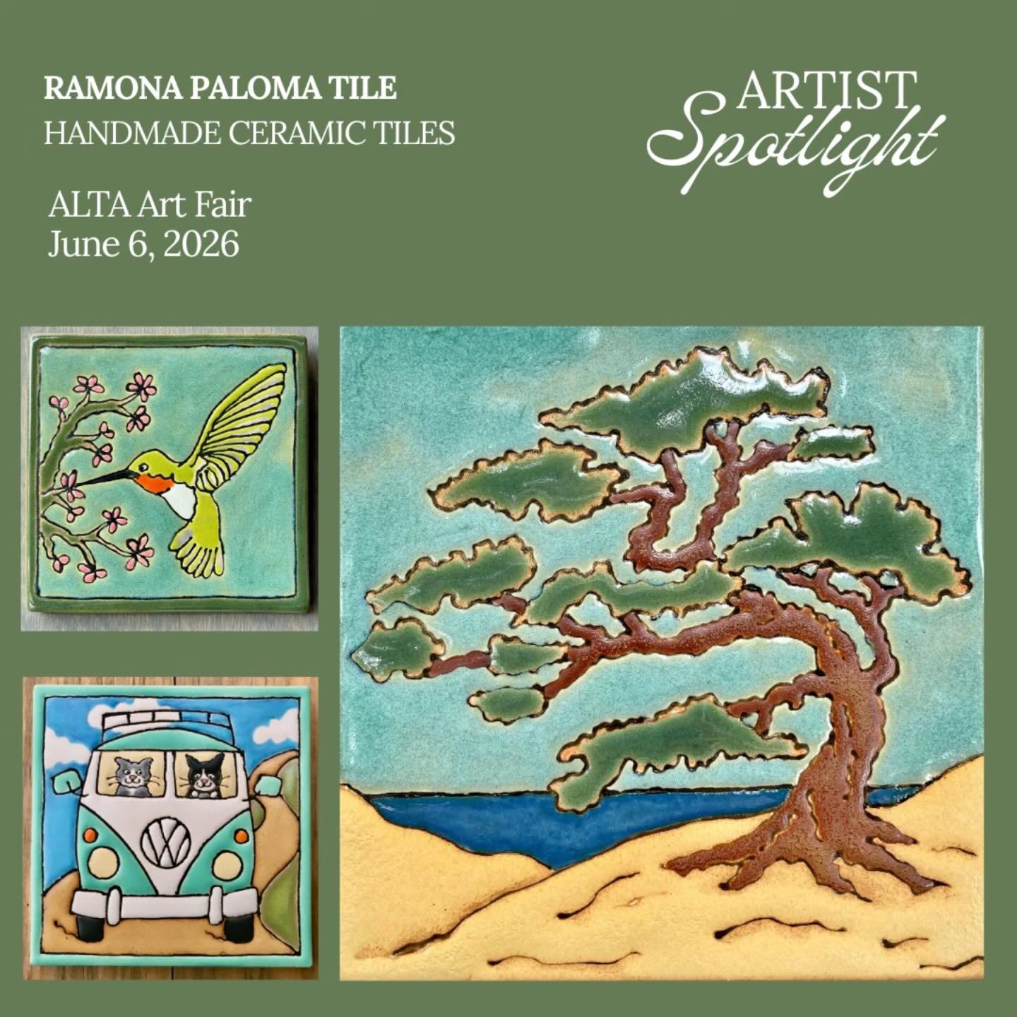 We’re pretty excited about this Saturday in Altadena, 11a - 5p. 
Alta Arts Fair! 455 E Woodbury Rd.  #ramonapalomatile #handmadetiles #altaartscollective #supportyourlocalartist