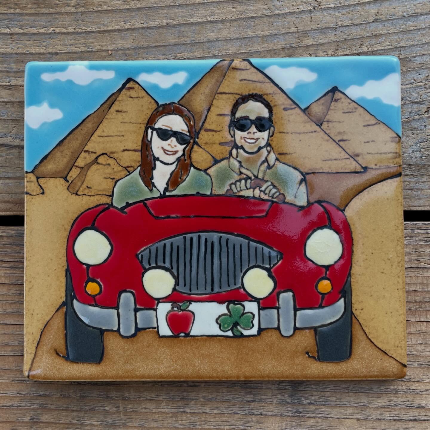 Custom tile completed!  Each custom ends up being a collaboration…they think it up and I make it ☺️ I actually love the idea of vehicles in my tile imagery—they represent journeys …of which we have many in life. #ramonapalomatile #handmadetiles #tilelove #journey #adventure