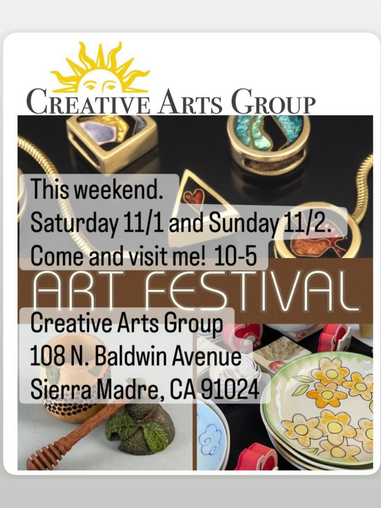 Yay!  This weekend! #ramonapalomatile #sierramadre #creativeartsgroup #handmade #localart #shoplocal #shopsmall #supportyourlocalartist #buyartfromartists